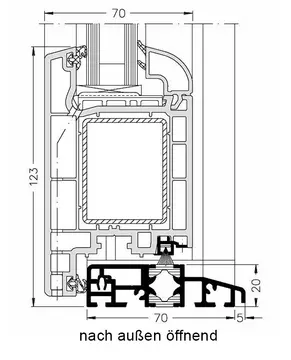 SCHÜCO CT70 Haustür technische Zeichnung