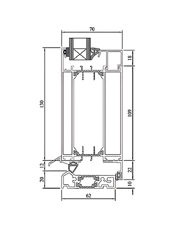 Aluprof MB 70 Haustür technische Zeichnung