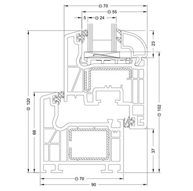 Schüco CT 70 technische Zeichnung