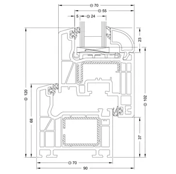 Schüco CT 70 technische Zeichnung