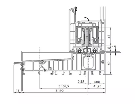 Gealan S9000 Hebeschiebetür technische Zeichnung