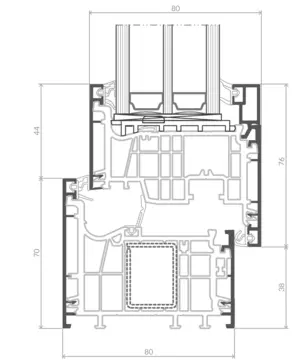Technischezeichnung ALURON ASH 80 Hybridfenster
