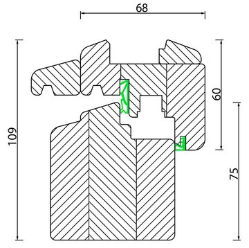 Technische Zeichnung Nur Holz PUR 68 mm