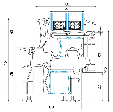 Kömmerling 88 MD technische Zeichnung