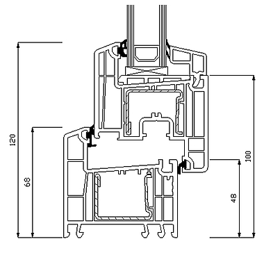 Rehau Euro-Design 70 AD technische Zeichnung