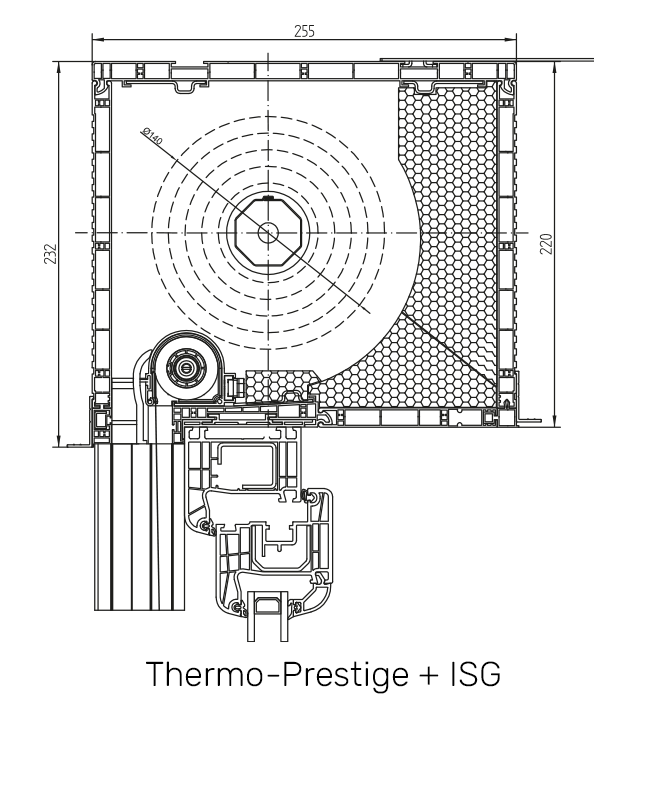 Thermo-Prestige mit Insektenschutzgitter technische Zeichnung